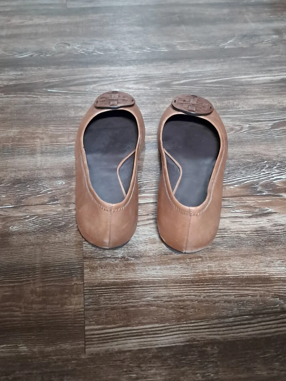 Tory Burch Tan Leather Logo Ballet Flats Sz. 9M
